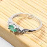 2017 Autumn fashion natural emerald ring 3 mm * 6 mm genuine emerald silver ring sterling silver emerald engagement ring