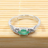 2017 Autumn fashion natural emerald ring 3 mm * 6 mm genuine emerald silver ring sterling silver emerald engagement ring