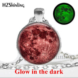 2017 New Arrival Glowing Jewelry Full Moon Necklace Handmade Glass Dome Lunar Eclipse Necklace Glow in the dark Pendant Jewelry