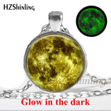 2017 New Arrival Glowing Jewelry Full Moon Necklace Handmade Glass Dome Lunar Eclipse Necklace Glow in the dark Pendant Jewelry