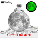 2017 New Arrival Glowing Jewelry Full Moon Necklace Handmade Glass Dome Lunar Eclipse Necklace Glow in the dark Pendant Jewelry