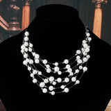 2017 New Fashion Jewelry Gold Color Multilayer Chain Imitation Pearls Necklaces For Women Wedding Bride Necklace
