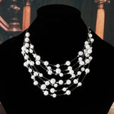 2017 New Fashion Jewelry Gold Color Multilayer Chain Imitation Pearls Necklaces For Women Wedding Bride Necklace