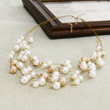 2017 New Fashion Jewelry Gold Color Multilayer Chain Imitation Pearls Necklaces For Women Wedding Bride Necklace