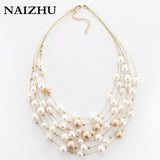 2017 New Fashion Jewelry Gold Color Multilayer Chain Imitation Pearls Necklaces For Women Wedding Bride Necklace