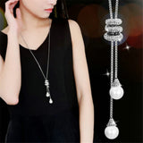 2017 New Fashion Women Alloy Tassel Pendant Rhinestone Long Chain Sweater Necklace