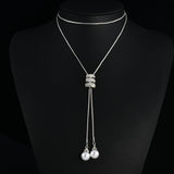 2017 New Fashion Women Alloy Tassel Pendant Rhinestone Long Chain Sweater Necklace