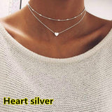 2017 Simple Love Heart Choker Necklace For Women Multi Layer Beads Chocker collar ras du cou collier femme Statement jewelry