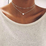 2017 Simple Love Heart Choker Necklace For Women Multi Layer Beads Chocker collar ras du cou collier femme Statement jewelry