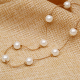 2017 Simulated Pearl Necklace Top Quality Anti-Allergy Wholesale Gold Color Statement Necklace Chain Wholesale Pearl Jewelry