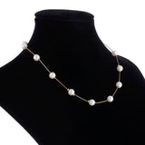 2017 Simulated Pearl Necklace Top Quality Anti-Allergy Wholesale Gold Color Statement Necklace Chain Wholesale Pearl Jewelry