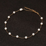 2017 Simulated Pearl Necklace Top Quality Anti-Allergy Wholesale Gold Color Statement Necklace Chain Wholesale Pearl Jewelry