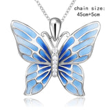 2018 Aliexpress silver 925 lovely butterfly chain pendant&necklace with blue enamel diy European fashion jewelry making gifts