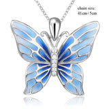 2018 Aliexpress silver 925 lovely butterfly chain pendant&necklace with blue enamel diy European fashion jewelry making gifts