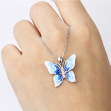 2018 Aliexpress silver 925 lovely butterfly chain pendant&necklace with blue enamel diy European fashion jewelry making gifts