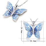 2018 Aliexpress silver 925 lovely butterfly chain pendant&necklace with blue enamel diy European fashion jewelry making gifts