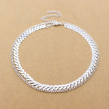 2018 Gold Color metal Two Layer Choker Necklaces Fishbone Chain simple jewelry collana Kolye Bijoux Collares Mujer collier femme