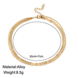 2018 Gold Color metal Two Layer Choker Necklaces Fishbone Chain simple jewelry collana Kolye Bijoux Collares Mujer collier femme
