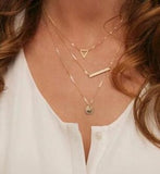 2018 New Arrival Fashion Gold Color 3 Layer Chain Necklace Hollow Out Triangle Long Pendant Necklaces Jewelry Free shipping