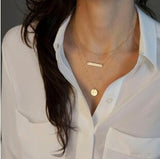 2018 New Arrival Fashion Gold Color 3 Layer Chain Necklace Hollow Out Triangle Long Pendant Necklaces Jewelry Free shipping