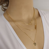 2018 New Arrival Fashion Gold Color 3 Layer Chain Necklace Hollow Out Triangle Long Pendant Necklaces Jewelry Free shipping