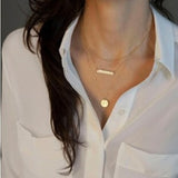 2018 New Arrival Fashion Gold Color 3 Layer Chain Necklace Hollow Out Triangle Long Pendant Necklaces Jewelry Free shipping