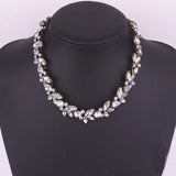 2018 New wholesale   Hot Women Accessories Bohemia Style Luxury Crystal Flower Choker Bib Statement Necklace For Wedding Party