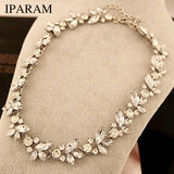 2018 New wholesale   Hot Women Accessories Bohemia Style Luxury Crystal Flower Choker Bib Statement Necklace For Wedding Party