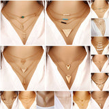 2018 Summer Hot Fashion Gold-Color Evil Eye 3 Layer Chain Bar Necklace Beads and Long Strip Pendant Necklaces Jewelry high