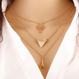2018 Summer Hot Fashion Gold-Color Evil Eye 3 Layer Chain Bar Necklace Beads and Long Strip Pendant Necklaces Jewelry high