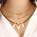 2018 Summer Hot Fashion Gold-Color Evil Eye 3 Layer Chain Bar Necklace Beads and Long Strip Pendant Necklaces Jewelry high