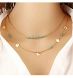 2018 Summer Hot Fashion Gold-Color Evil Eye 3 Layer Chain Bar Necklace Beads and Long Strip Pendant Necklaces Jewelry high