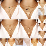 2018 Summer Hot Fashion Gold-Color Evil Eye 3 Layer Chain Bar Necklace Beads and Long Strip Pendant Necklaces Jewelry high