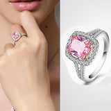 2018 Women's BFQ Classic Extravagant S925 Silver Impregnated Ring Girls big Pink Diamond Oval Shape Fine jewelry Rings