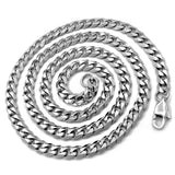 3.5/5/7/9/11mm Mens Necklace Curb Cuban Link Silver Tone Stainless Steel Necklace Chain Jewelry Length 16"-38"