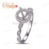 5.8mm Round 14K White Gold Natural Pave Set Diamond Semi Mount Setting Ring & Wedding Band Free Shipping