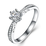 6-Claw Diamond Engagement Ring for Women 18K White Gold 0.30+0.20ct Natural Diamond Jewelry Handmade Wedding Band