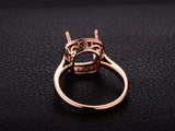 8.5mm Cushion Natural Pave Diamond 14kt Rose Gold Engagement Semi Mount  Ring New