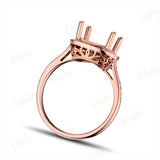 8.5mm Cushion Natural Pave Diamond 14kt Rose Gold Engagement Semi Mount  Ring New