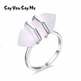 925 Sterling Silver Big Natural Stone Rings Say You Say Me Wedding&Engagement Luxury Jewelry Ring 2018 Fashion Best Gifts