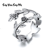 925 Sterling Silver Flower Ring Elegant Wedding Engagement Garden Ring Wholesale 2018 Fashion Jewelry Best Gift Say You Say Me