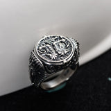 925 Sterling Silver Retro Egypt Grim Reaper Anubis Wanderer Pharaoh Open Adjustable Ring Men Thai Silver Vintage Gift CH060003