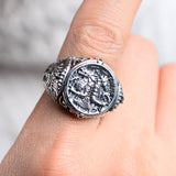 925 Sterling Silver Retro Egypt Grim Reaper Anubis Wanderer Pharaoh Open Adjustable Ring Men Thai Silver Vintage Gift CH060003