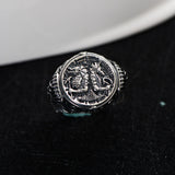 925 Sterling Silver Retro Egypt Grim Reaper Anubis Wanderer Pharaoh Open Adjustable Ring Men Thai Silver Vintage Gift CH060003