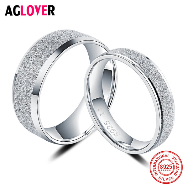 925 Sterling Silver Rings Woman Fashion Simple Couple Matte Rings Charming Female Lovers Jewelry