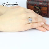 AINUOSHI 10k Solid Yellow Gold TC Collection Rings 5 ct Heart Shape CZ 3 Stones Young Lady Engagement Wedding Band Jewelry Ring