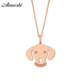 AINUOSHI 18K Rose Gold Dog Pendant Women Pendants Diamond Dogs Head Engaged Women Pendants Jewelry Engagement Wedding Party Gift