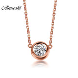 AINUOSHI Luxury 18K Rose Gold Yellow Gold White Gold 0.1ct Real Diamond Necklace Pendant Wedding Pendant Jewelry Christmas Gifts