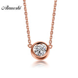 AINUOSHI Luxury 18K Rose Gold Yellow Gold White Gold 0.1ct Real Diamond Necklace Pendant Wedding Pendant Jewelry Christmas Gifts