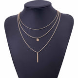 ALIUTOM 2017 Women's Fashion Jewelry Colar 1pc European Simple Gold Silver Plated Multi Layers Bar Coin Necklace Clavicle Chains